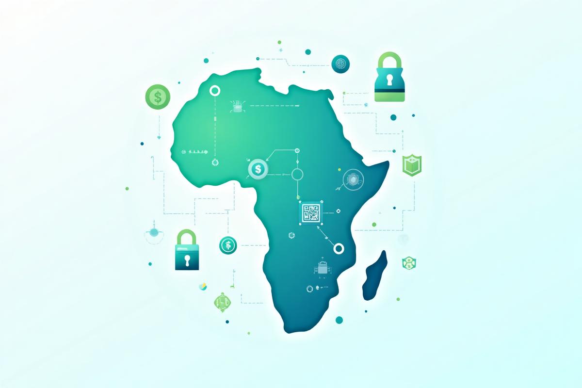Africa digital economy illustration with financial icons